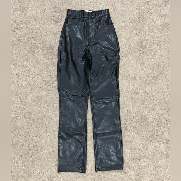Abercrombie Curve Love Ultra High Rise Straight Leather Pants - Picture 1 of 3